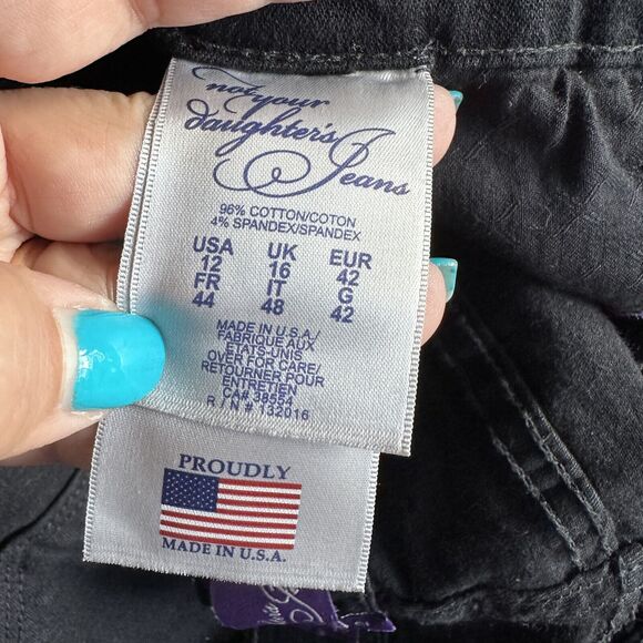 NYDJ Women's Jeans Denim Pants Black Stretch Straight Leg Bling Size 12 - Picture 5 of 7